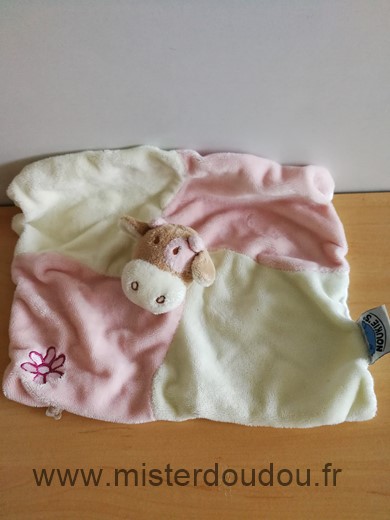 Doudou Vache Noukie s Rose blanc fleur 