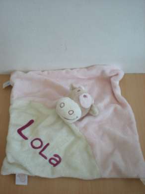 Doudou Vache Noukie s Rose ecru lola 