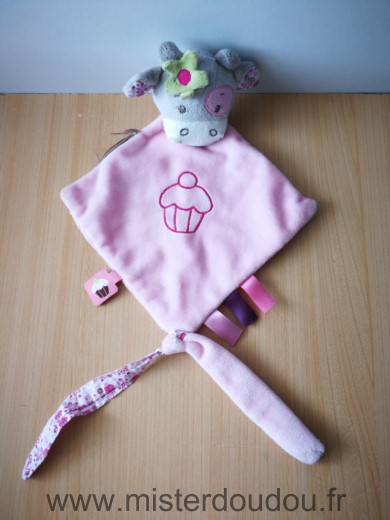 Doudou Vache Nattou Violet rose étiquettes gateau Collection manon et alizee