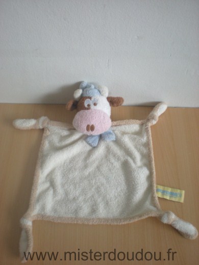 Doudou Vache Orchestra Beige echarpe bleue 