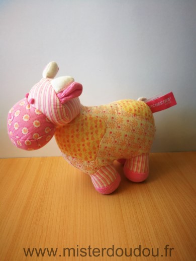 Doudou Vache Orchestra Rose jaune fleurs 