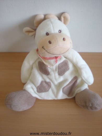 Doudou Vache Plushies Vache daisy écru taches marron foulard beige rose 