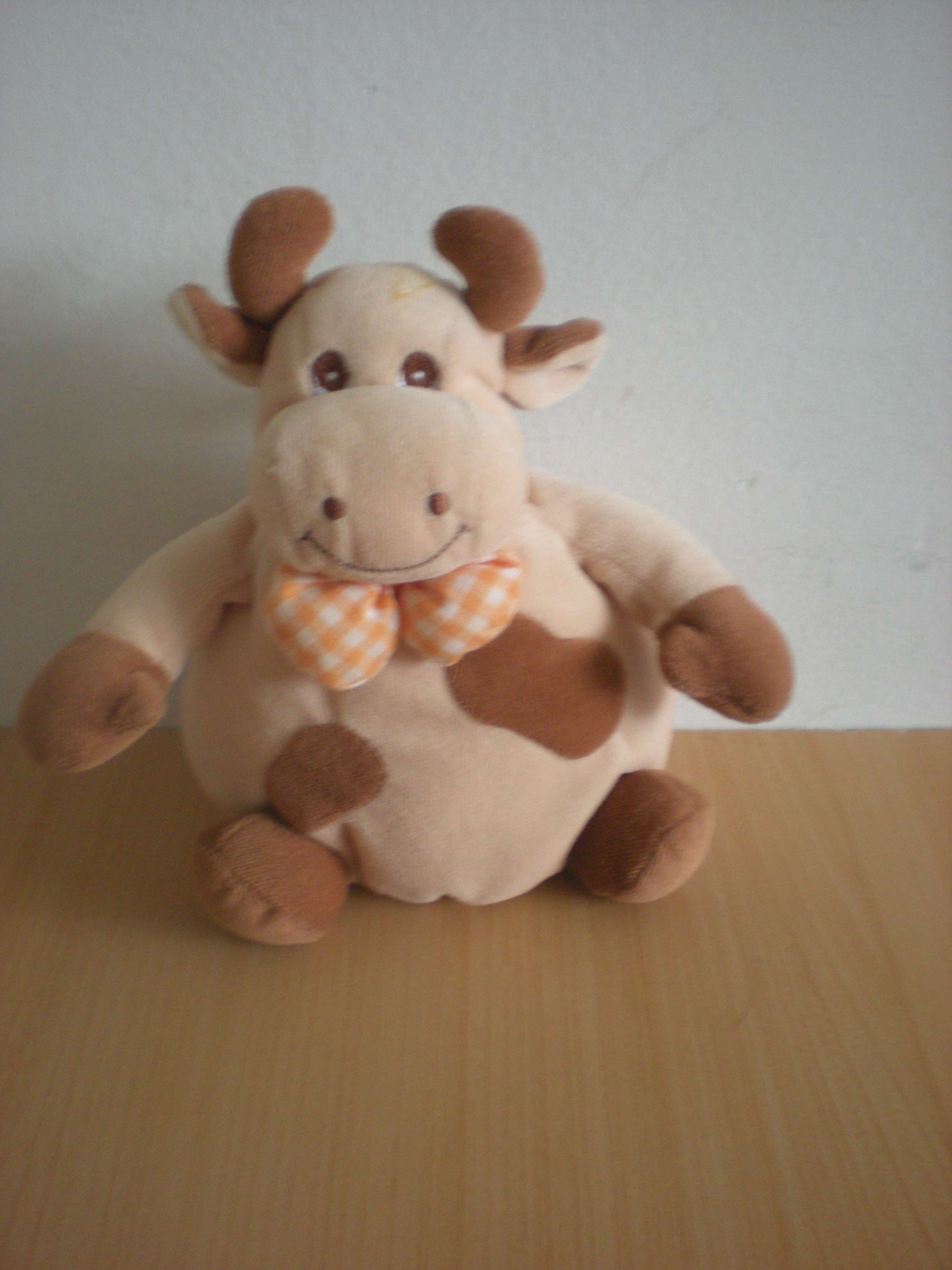 Doudou Vache Priscilla larsen Beige taches marron 