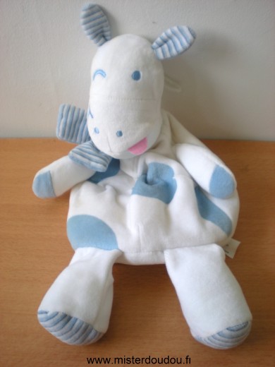 Doudou Vache Siplec Bleu blanc Avec une poche range pyjama dans le dos