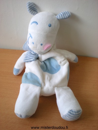 Doudou Vache Siplec Bleu blanc Poche range pyjama dans le dos