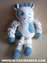 Doudou Vache Sucre d orge Blanc bleu 