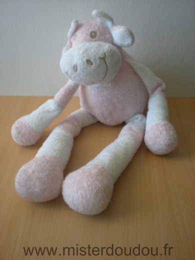 Doudou Vache Tartine et chocolat Rose blanc 