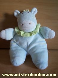 Doudou Vache Tex Bleu avec une collerette verte Zèbre ou vache...