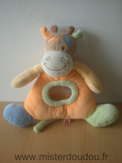 Doudou Vache Tex Orange vert bleu 