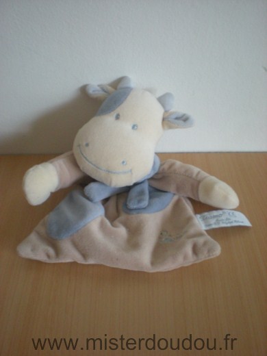 Doudou Vache Tiamo Beige bleu 