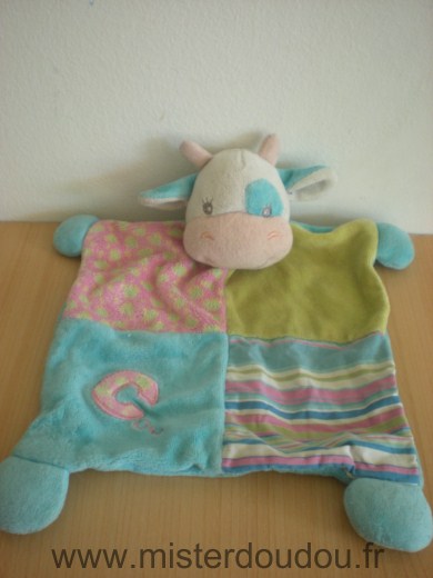 Doudou Vache Tiamo Bleu vert rose cow 