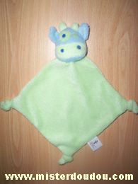 Doudou Vache Vertbaudet Vert bleu Doudou tête de vache en tissus éponge