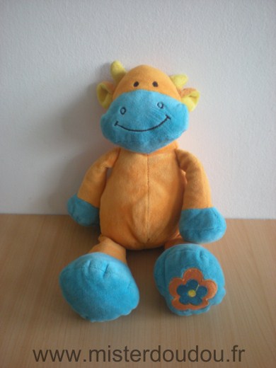 Doudou Vache 0 Orange bleu 