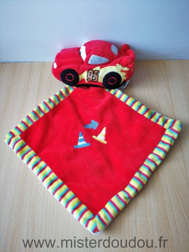 Doudou Voiture Disney Voiture cars rouge mouchoir rouge rayures 