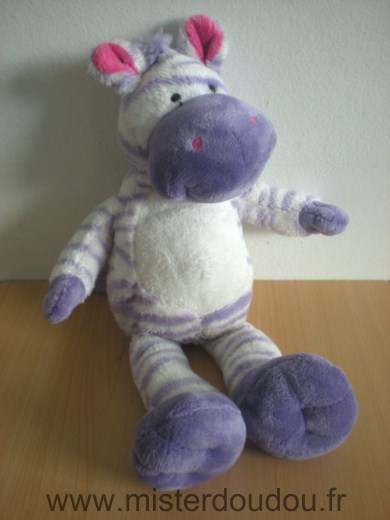 Doudou Zébre Animal alley Blanc violet 