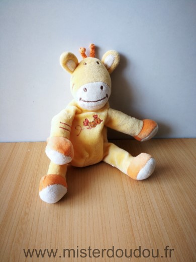 Doudou Zébre Bébérêve Girafe jaune orange 