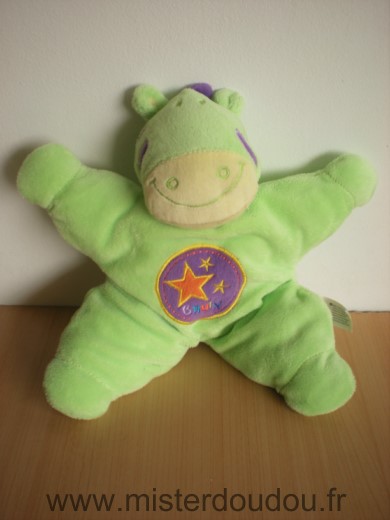 Doudou Zébre Bruin Vert mauve etoiles bruin 