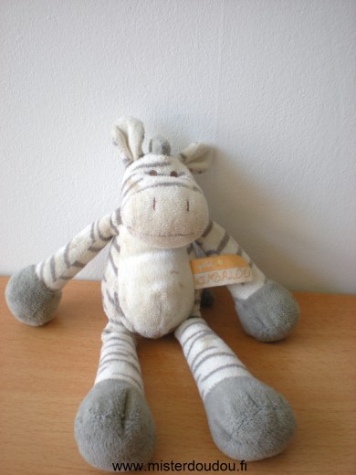 Doudou Zébre Kimbaloo Blanc gris 