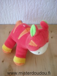 Doudou Zébre - Marque non connue - Rouge orange jaune vert bleu ventre mauve 