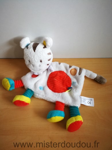 Doudou Zébre Nicotoy Blanc rond rouge 