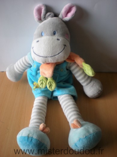 Doudou Zébre Nicotoy Bleu gris 