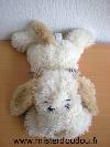 Chien-0-Beige-marron-ruban-carreaux-beige-Inscription-potier-vandier-sur-l-etiquette