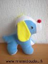 Chien-0-Bleu-blanc-jaune-nez-rouge-Tissus-eponge-un-peu-bouloche
