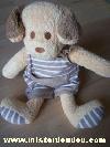 Chien-Nounours-Beige-salopette-rayee-marron-blanc