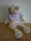 Chien-Nounours-Ecru-short-ecru-tshirt-raye-mauve-blanc