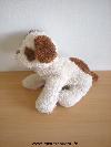 Chien-0-Ecru-marron-Billes-noires-pour-les-yeux--nez-marron-en-plastique--bouche-cousue-marron