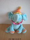 Elephant-0-Bleu-orange-colerette-rose-vert-Tissus-use-par-plusieurs-passages-en-machine.
