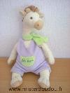 Girafe-Anna-club-plush-Ecru-salopette-mauve-echarpe-verte-baby-sam-Musical