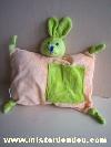 Lapin-Air-france-Rose-saumon-et-vert-Semi-plat-en-forme-de-coussin