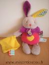 Lapin-Baby-nat-Gris-rose-fushia-mouchoir-jaune-coeur-jaune