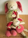 Lapin-Doudou-et-compagnie-Fraise-et-son-bebe-vert-rouge-rose