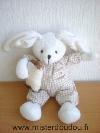 Lapin-Doudou-et-compagnie-Tricot-blanc-tissus-vichy-marron-coussin-beige