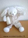 Lapin-Doudou-et-compagnie-Tricot-blanc-tissus-vichy-marron-coussin-beige