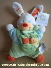 Lapin-Kiabi-baby-Blanc-vert-bleu-orange-Lapin-avec-un-sac-contenant-2-carottes