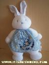 Lapin-Klorane-Blanc-rose-carreaux-bleus-Inscription-sur-la-robe-:-je-suis-un-bebe-heureux