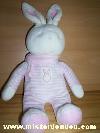 Lapin-Klorane-Raye-blanc-rose-Modele-entierement-en-velour