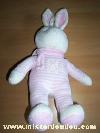 Lapin-Klorane-Raye-rose---blanc-Entierement-en-velour