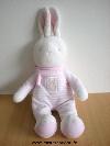 Lapin-Klorane-Raye-rose-blanc-echarpe-blanche-Tout-en-velours