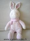 Lapin-Klorane-Raye-rose-blanc-echarpe-rose-Modele-tout-en-velours