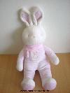 Lapin-Klorane-Raye-rose-blanc-echarpe-rose-Tout-en-velours