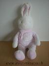 Lapin-Klorane-Raye-rose-blanc-echarpe-rose-Modele-tout-en-velours