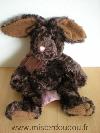 Lapin-Russ-Marron-ruban-soie-marron-nez-cousu-rose