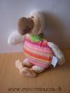 Oiseau-Wally-plush-Blanc-rayures-orange-rose-jaune-foulard-vert-bebe-dodu-dodo