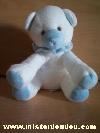 Ours-Doudou-et-compagnie-Blanc-bleu-clair-Colerette-bleu-clair