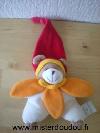 Ours-Doudou-et-compagnie-Blanc-col-fleur-orange-bonnet-rouge