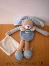 Ours-Doudou-et-compagnie-Bleu-beige-mouchoir-blanc